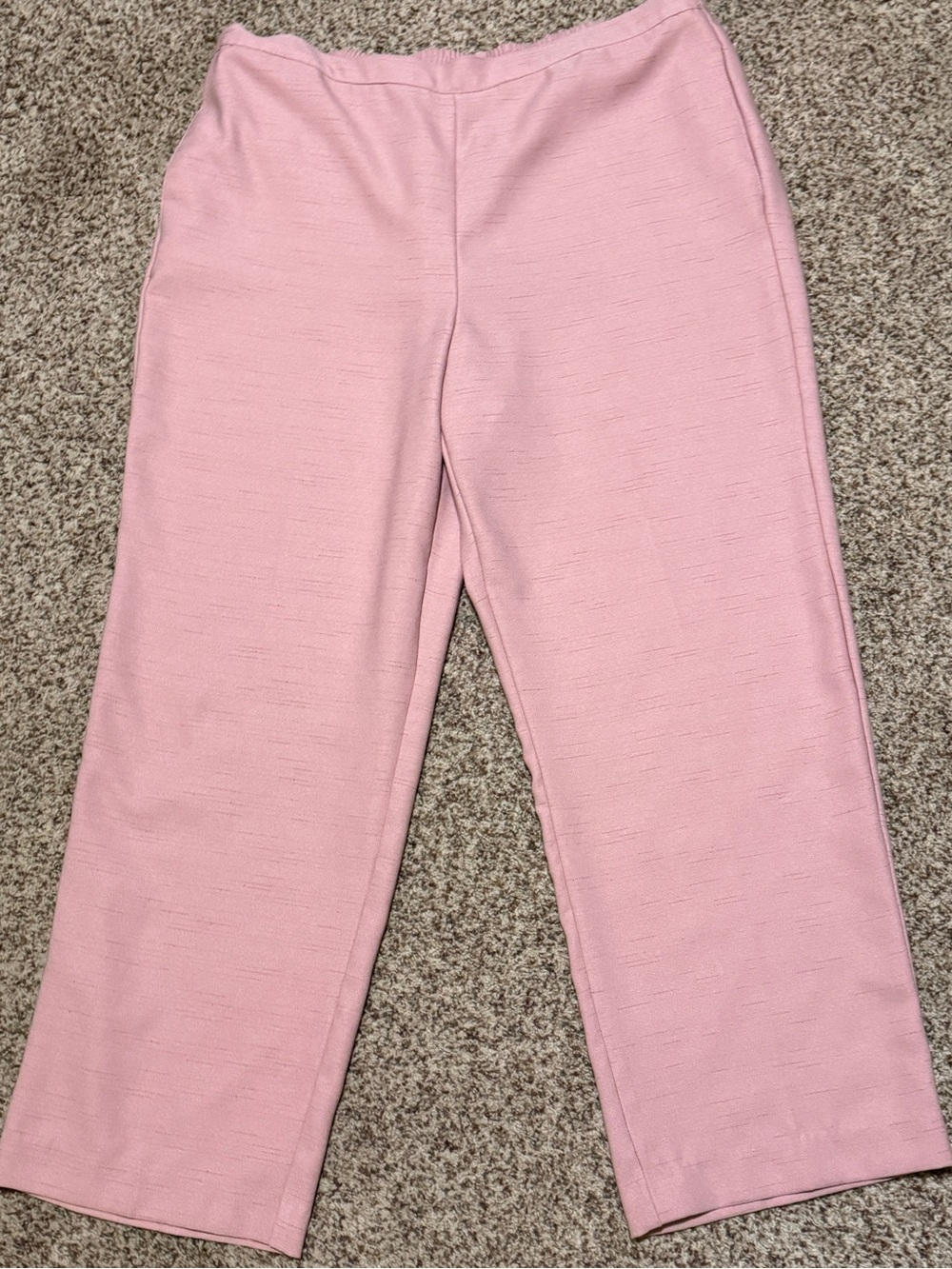 Alfred Dunner Pink Textured Elastic Waist Straight Leg Trousers Pants Womens 18